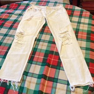 Ladies free people distressed cream jeans size 26